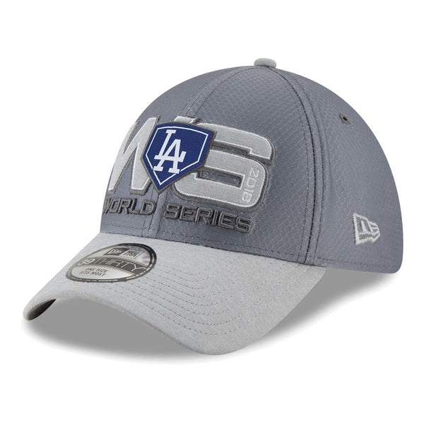 New Era Los Angeles Dodgers MLB 2018 National League Champions Locker Room 39THIRTY Stretch Fit Hat Grey