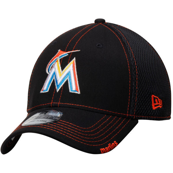 New Era Miami Marlins MLB Neo 39THIRTY Stretch Fit Hat Black