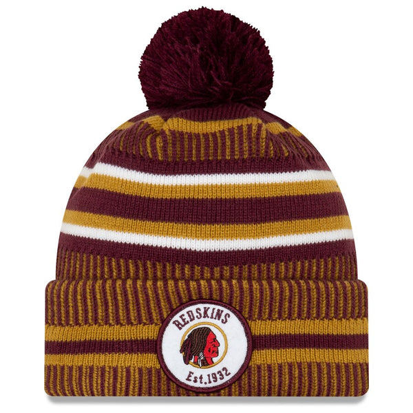 New Era Washington Redskins NFL 2019 Sideline Home Weather Sport Knit OTC Beanie Maroon Yellow Historic Logo