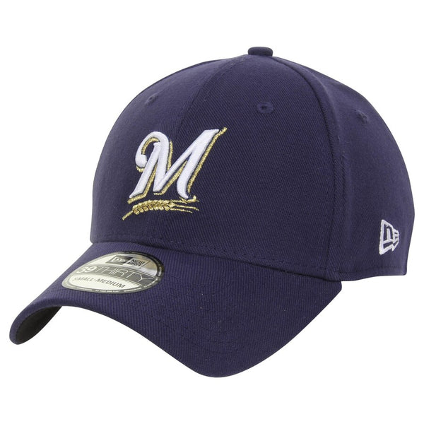 New Era Milwaukee Brewers MLB Team Classic 39THIRTY Stretch Fit Hat Navy Blue