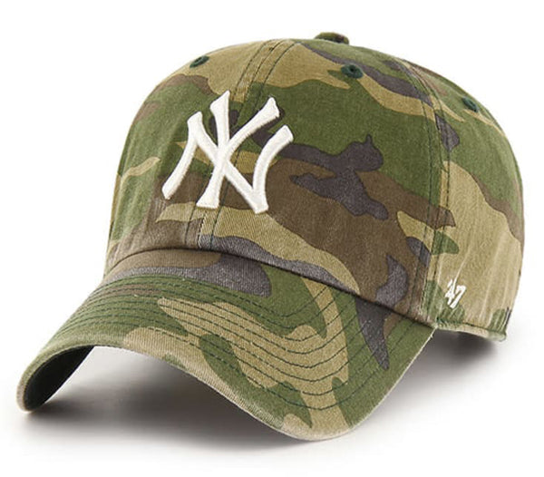 '47 New York Yankees Camo Clean Up Strapback Green Camo Hat